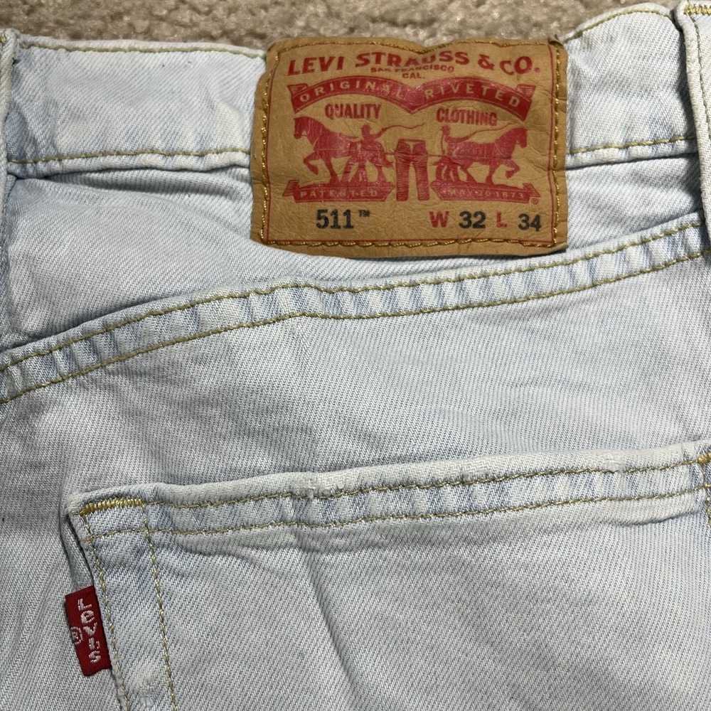 Levi's 511 Slim Fit Straight Jeans Light Wash Men's 32x34 NWT Stretch Casual - Picture 10 of 13